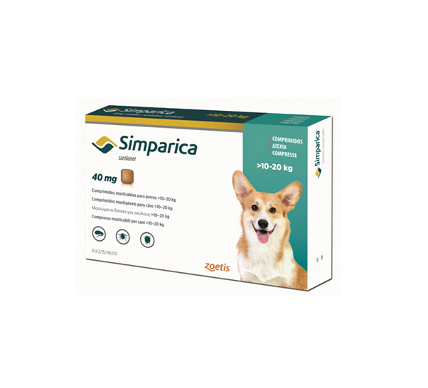 SIMPARICA TABLETA 40 MG.10 A 20 kg.