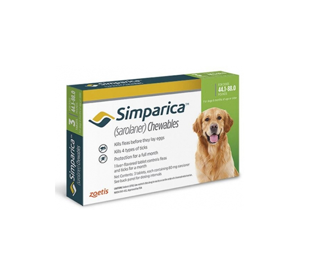 SIMPARICA TABLETA 80 MG. 20 A 40 kg.