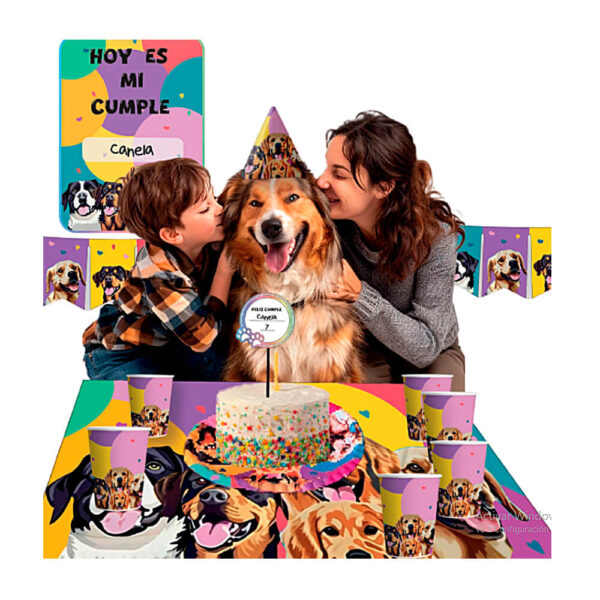 KIT CUMPLE ANOS PERROS COLORES