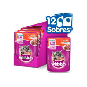 WHISKAS POUCH GATITO Carne 12u x 85gOF