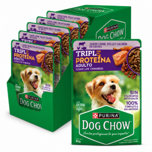 DOG CHOW POUCH AD.TRIPRTN.SALMON 15X85g.