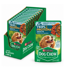 DOG CHOW POUCH AD.TProt PollCerdo 15x85g